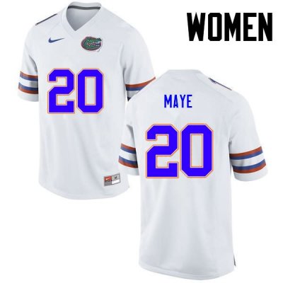 Women's Florida Gators #20 Marcus Maye NCAA Nike White Authentic Stitched College Football Jersey GEA0262ZE